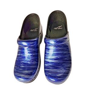 Dansko Professional Clog Blue Water Multicolor Patent Leather Sz EU 38 US 7.5 8